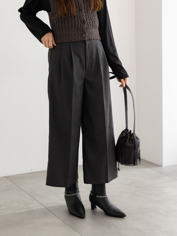 セール】 パターンアソートワイドクロップトパンツ（チャコールグレー