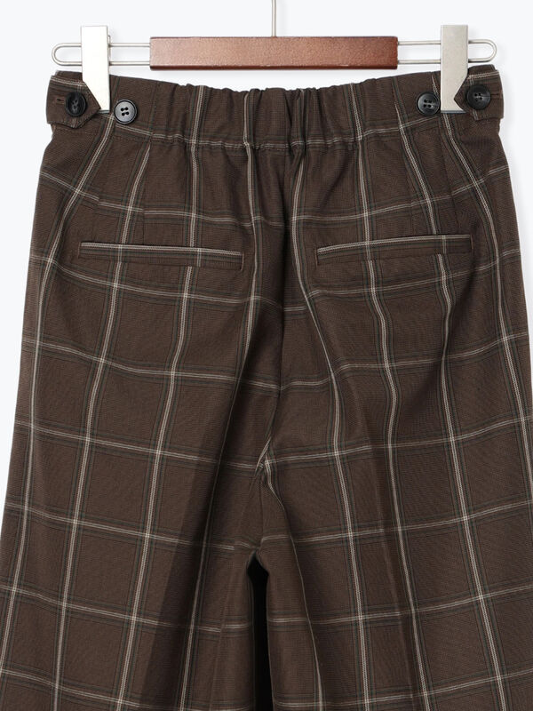 ぷちゃ パターンアソートワイドクロップトパンツ（チャコールグレー/ブラウン