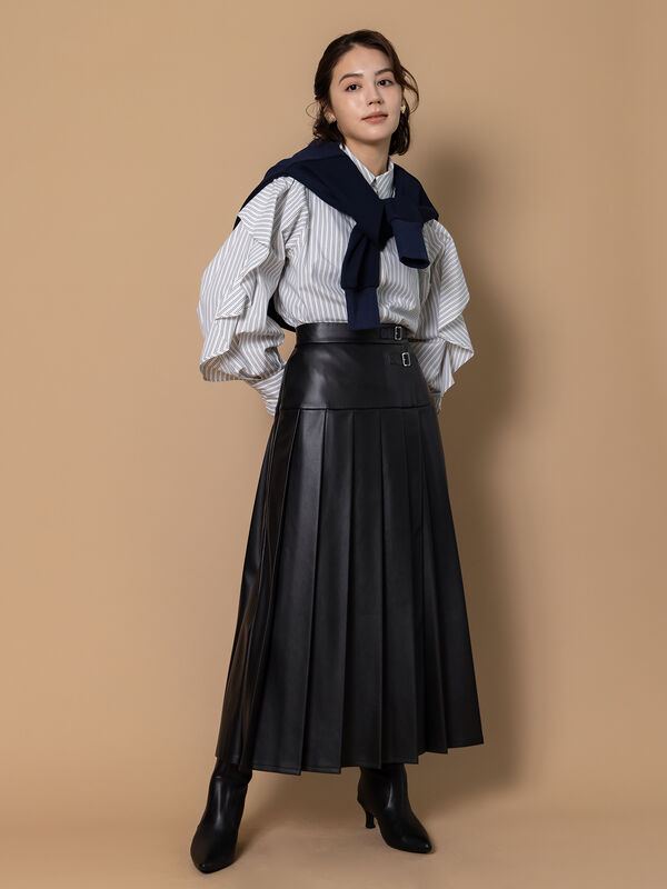 レザータックプリーツスカート（ブラック）｜Te chichi（テチチ）通販
