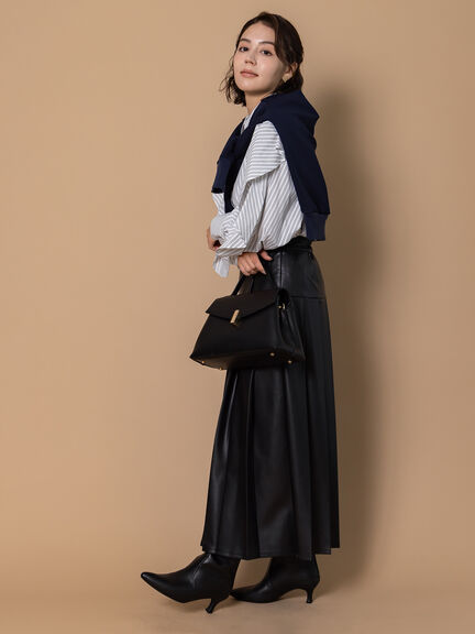 レザータックプリーツスカート（ブラック/ブラウン）｜Te chichi（テチチ）通販