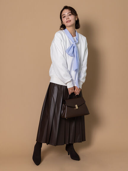 レザータックプリーツスカート（ブラック/ブラウン）｜Te chichi（テチチ）通販