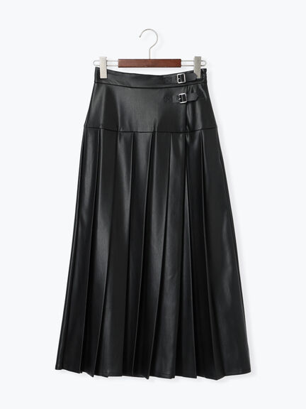 レザータックプリーツスカート（ブラック/ブラウン）｜Te chichi（テチチ）通販