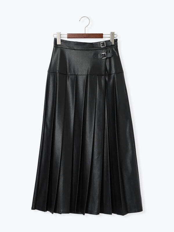 セール】 レザータックプリーツスカート（ブラック/ブラウン/ボトムス