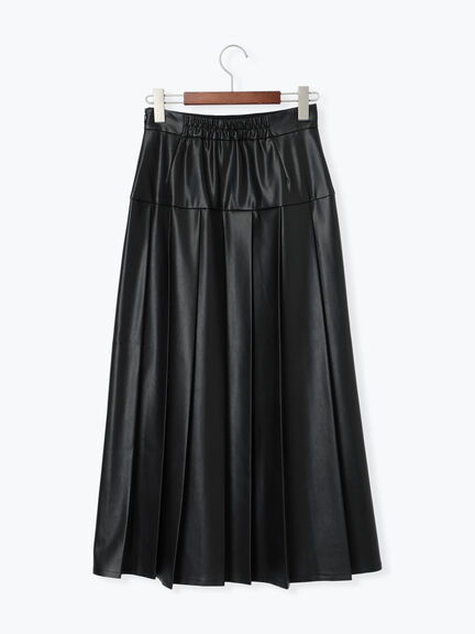 レザータックプリーツスカート（ブラック/ブラウン）｜Te chichi（テチチ）通販