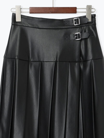 レザータックプリーツスカート（ブラック/ブラウン）｜Te chichi（テチチ）通販