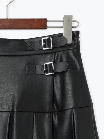 レザータックプリーツスカート（ブラック/ブラウン）｜Te chichi（テチチ）通販