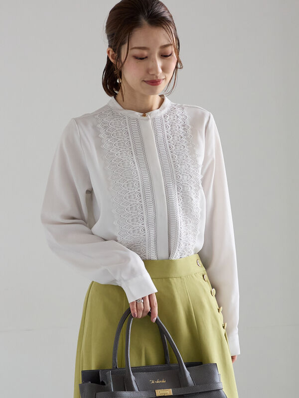 foufou フロントタックレースブラウス foufou フロントタックレースブラウス