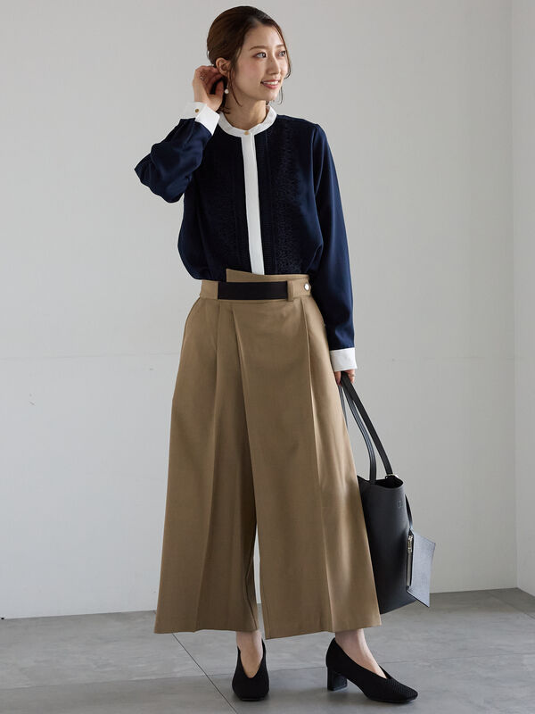 セール】 フロントレースブラウス（グレー/ブルー/ネイビー/トップス