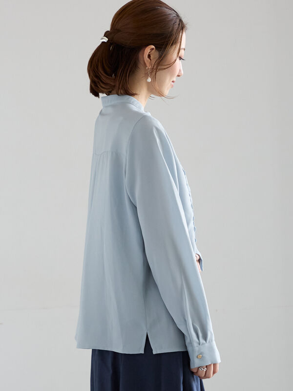 セール】 フロントレースブラウス（グレー/ブルー/ネイビー/トップス