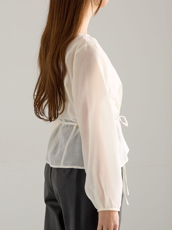 アメノチハレ　ナローリボンペプラムブラウス　ネイビー アメノチハレ ナローリボンペプラムブラウス ネイビー