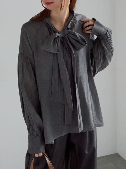 シアーデニムボウタイブラウス（ブラック/ブルー）｜Te chichi（テチチ）通販