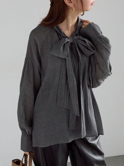 シアーデニムボウタイブラウス（ブラック/ブルー）｜Te chichi（テチチ）通販