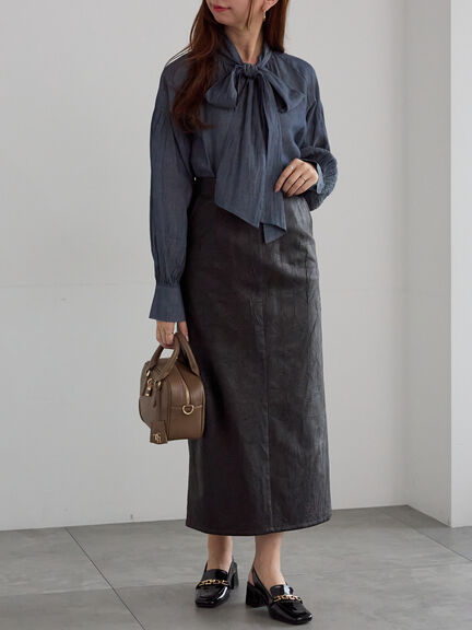 シアーデニムボウタイブラウス（ブラック/ブルー）｜Te chichi（テチチ）通販