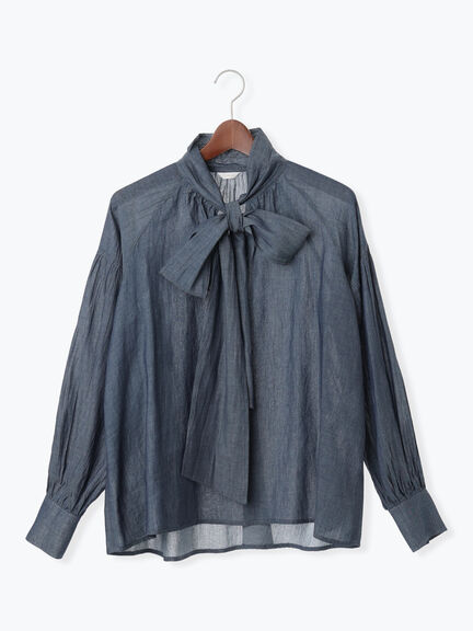 シアーデニムボウタイブラウス（ブラック/ブルー）｜Te chichi（テチチ）通販