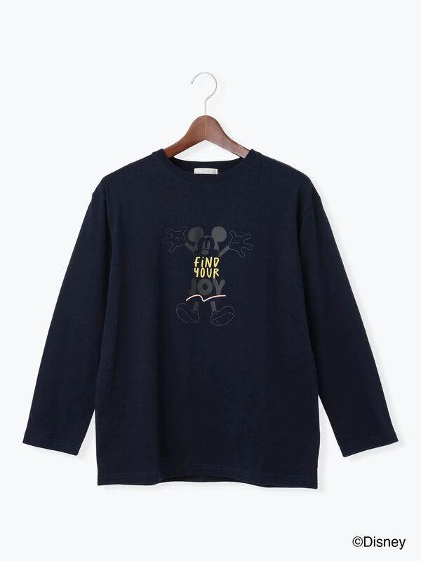 セール】 【Disney】ミッキー/配色ロゴロンT（グレー/ブラウン