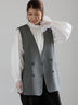 ノーカラーダブルブレストジレ(グレー/ブラウン)|Te chichi(テチチ)通販