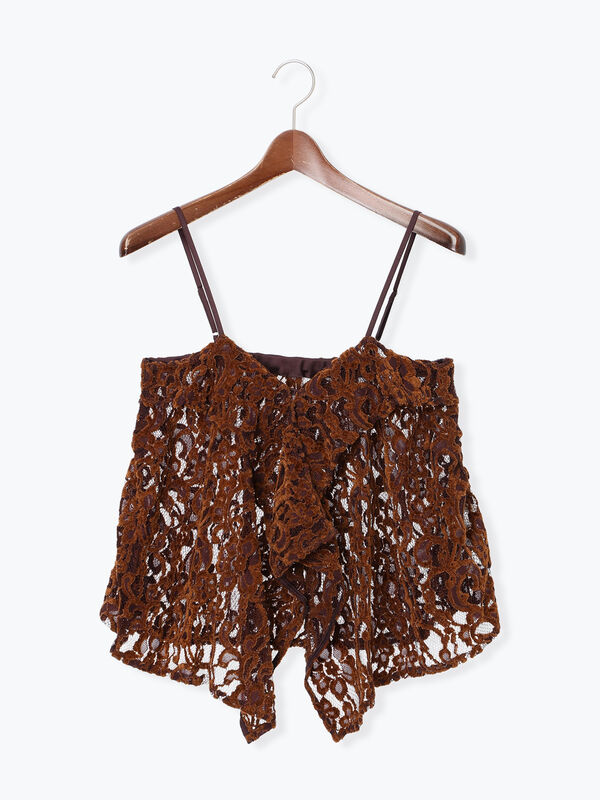 セール】 ベロアレースキャミソール（ブラック/ブラウン/トップス