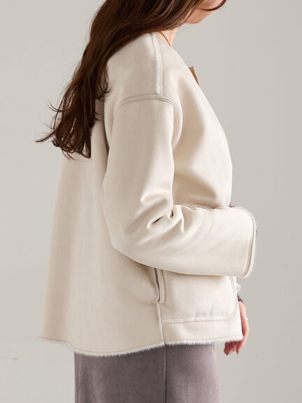 リバーシブルファームートンブルゾン（ベージュ/モカ）｜Te chichi（テチチ）通販