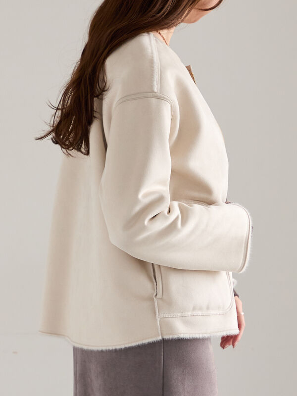 セール】 リバーシブルファームートンブルゾン（ベージュ/モカ