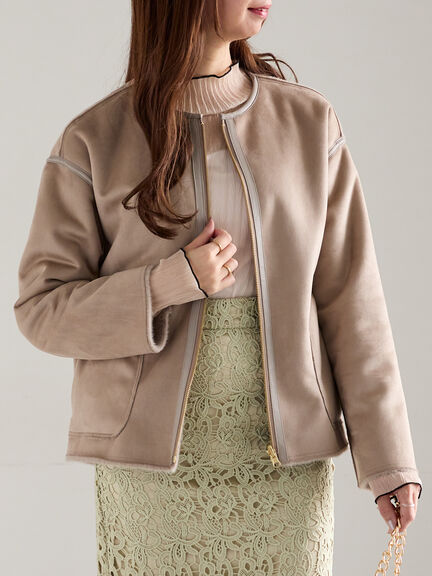 リバーシブルファームートンブルゾン（ベージュ/モカ）｜Te chichi（テチチ）通販