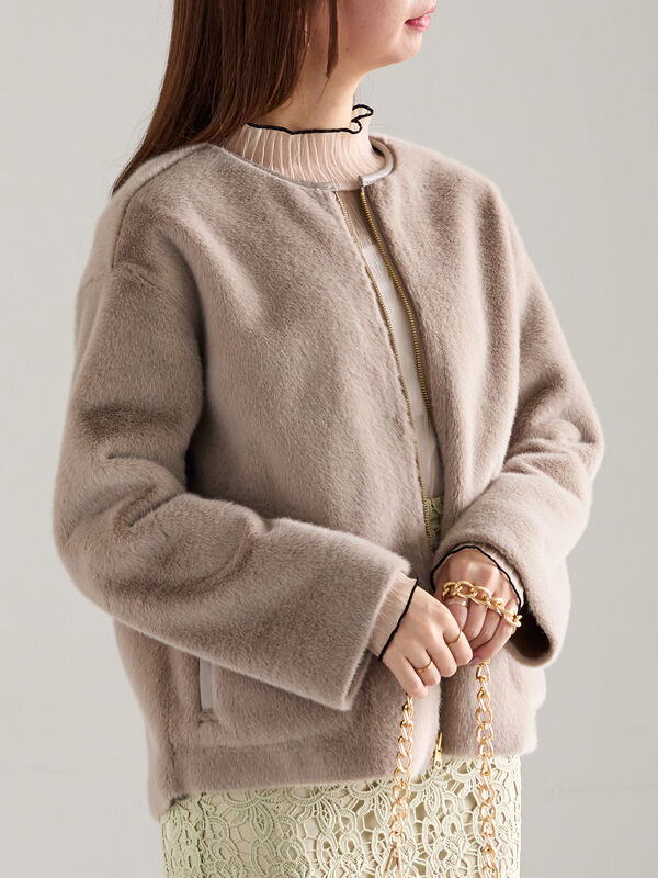 セール】 リバーシブルファームートンブルゾン（ベージュ/モカ