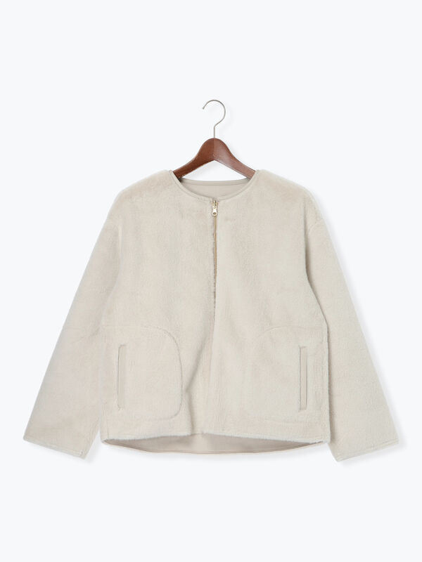 セール】 リバーシブルファームートンブルゾン（ベージュ/モカ