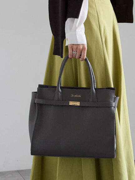 ポイントベルトハンドBAG（グレー/キャメル/バッグ/バッグ・ポーチ