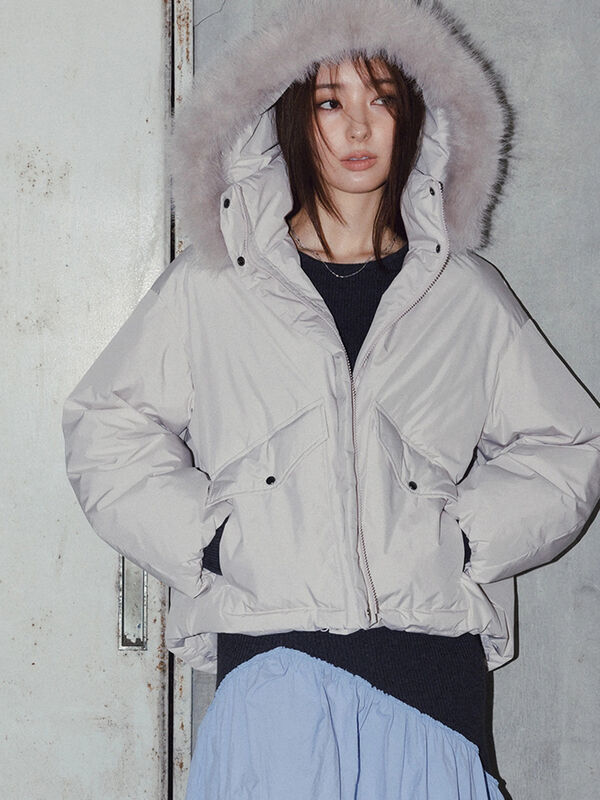 【宮本茉由着用】フードショートダウンジャケット（ブラック/カーキ/Ｓグレー）｜Te chichi（テチチ）通販