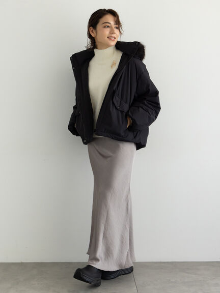 【宮本茉由着用】フードショートダウンジャケット（ブラック/カーキ/Ｓグレー）｜Te chichi（テチチ）通販