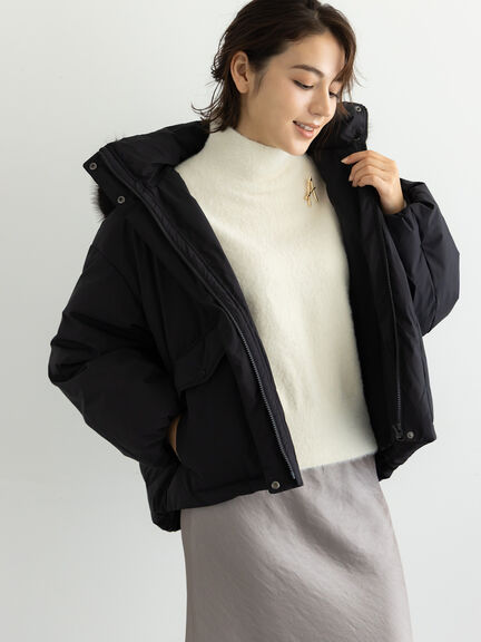 【宮本茉由着用】フードショートダウンジャケット（ブラック/カーキ/Ｓグレー）｜Te chichi（テチチ）通販