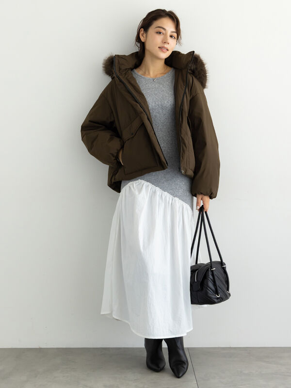 セール】 【宮本茉由着用】フードショートダウンジャケット（ブラック