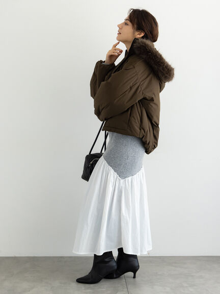 【宮本茉由着用】フードショートダウンジャケット（ブラック/カーキ/Ｓグレー）｜Te chichi（テチチ）通販