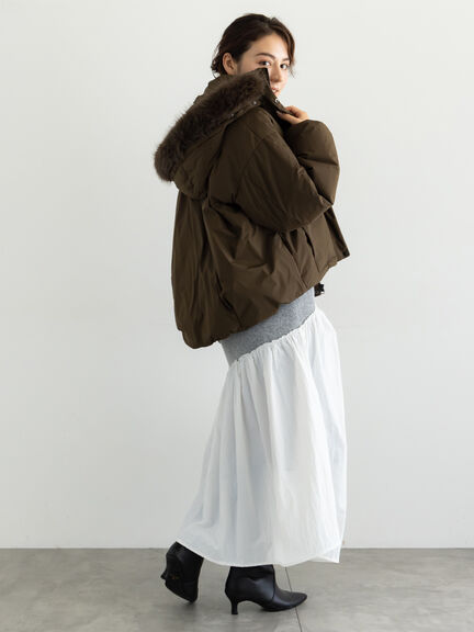 【宮本茉由着用】フードショートダウンジャケット（ブラック/カーキ/Ｓグレー）｜Te chichi（テチチ）通販
