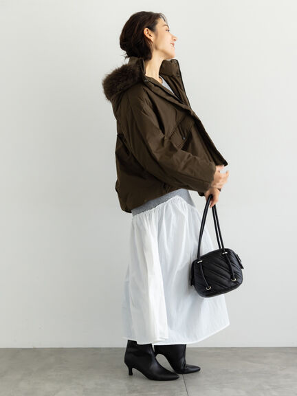 【宮本茉由着用】フードショートダウンジャケット（ブラック/カーキ/Ｓグレー）｜Te chichi（テチチ）通販