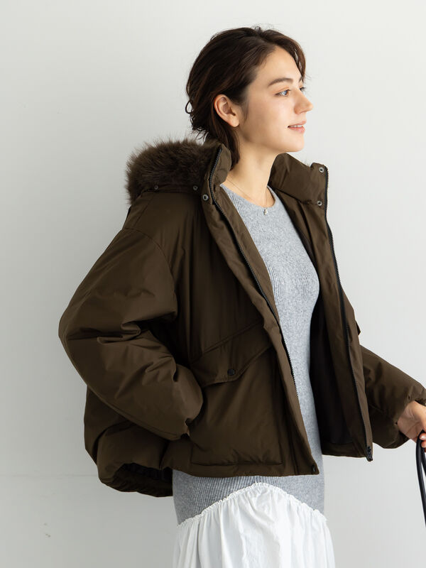 セール】 【宮本茉由着用】フードショートダウンジャケット（ブラック