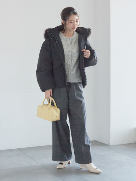 【宮本茉由着用】フードショートダウンジャケット（ブラック/カーキ/Ｓグレー）｜Te chichi（テチチ）通販