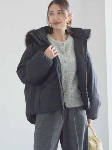 【宮本茉由着用】フードショートダウンジャケット（ブラック/カーキ/Ｓグレー）｜Te chichi（テチチ）通販