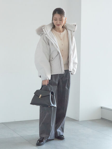 【宮本茉由着用】フードショートダウンジャケット（ブラック/カーキ/Ｓグレー）｜Te chichi（テチチ）通販