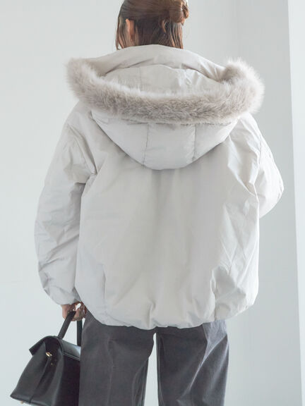 【宮本茉由着用】フードショートダウンジャケット（ブラック/カーキ/Ｓグレー）｜Te chichi（テチチ）通販