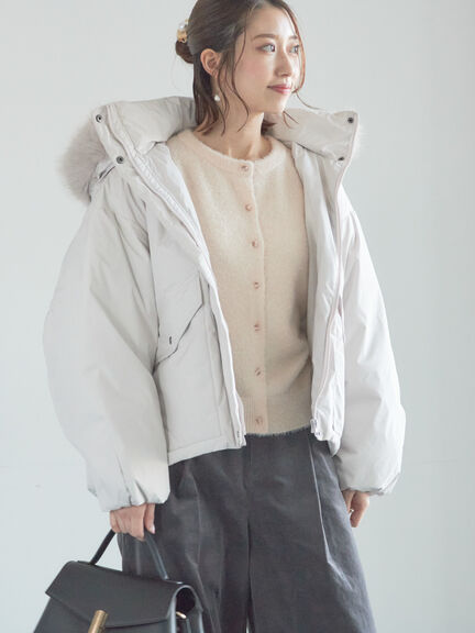 【宮本茉由着用】フードショートダウンジャケット（ブラック/カーキ/Ｓグレー）｜Te chichi（テチチ）通販