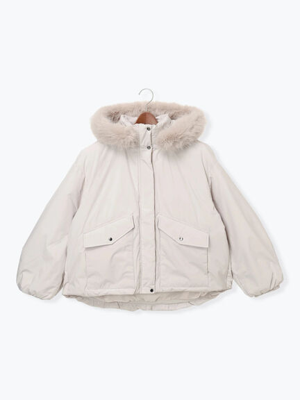 【宮本茉由着用】フードショートダウンジャケット（ブラック/カーキ/Ｓグレー）｜Te chichi（テチチ）通販