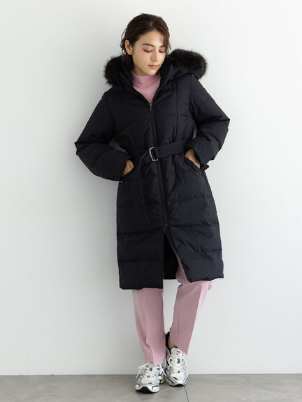 【宮本茉由着用】フードロングダウンコート（ブラック/ネイビー）｜Te chichi（テチチ）通販