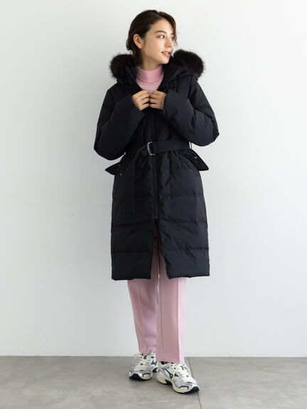 【宮本茉由着用】フードロングダウンコート（ブラック/ネイビー）｜Te chichi（テチチ）通販