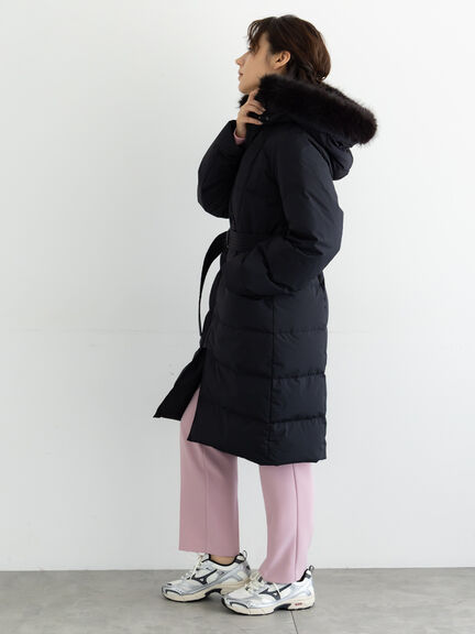 【宮本茉由着用】フードロングダウンコート（ブラック/ネイビー）｜Te chichi（テチチ）通販