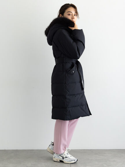 【宮本茉由着用】フードロングダウンコート（ブラック/ネイビー）｜Te chichi（テチチ）通販