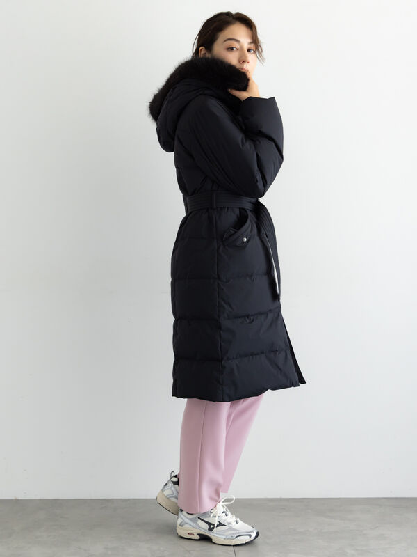 宮本茉由着用】フードロングダウンコート（ブラック/ネイビー/アウター