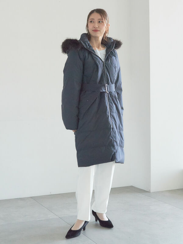 宮本茉由着用】フードロングダウンコート（ブラック/ネイビー/アウター