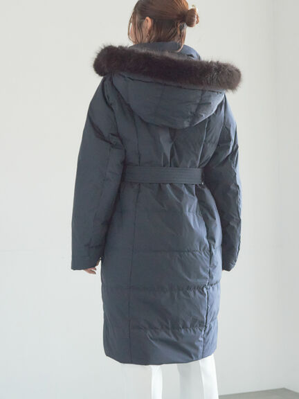 【宮本茉由着用】フードロングダウンコート（ブラック/ネイビー）｜Te chichi（テチチ）通販