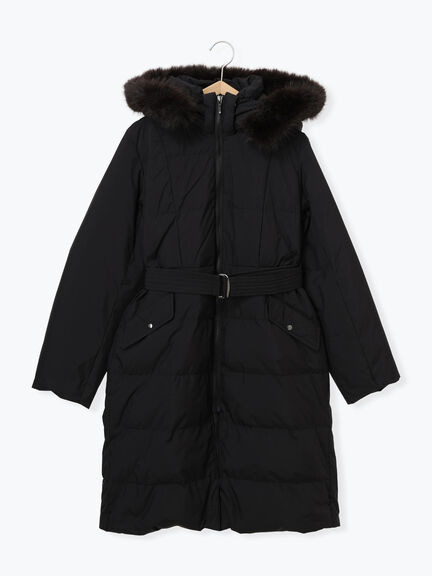 【宮本茉由着用】フードロングダウンコート（ブラック/ネイビー）｜Te chichi（テチチ）通販