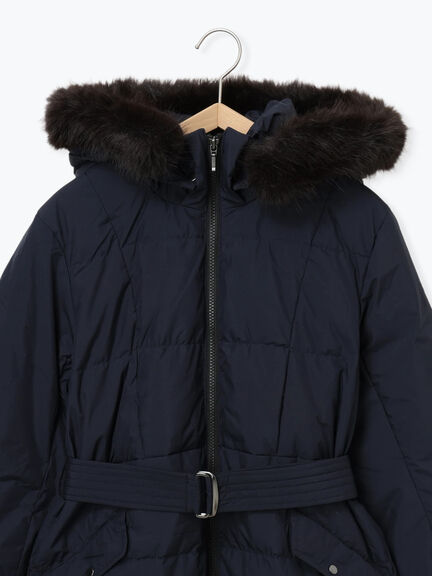 【宮本茉由着用】フードロングダウンコート（ブラック/ネイビー）｜Te chichi（テチチ）通販